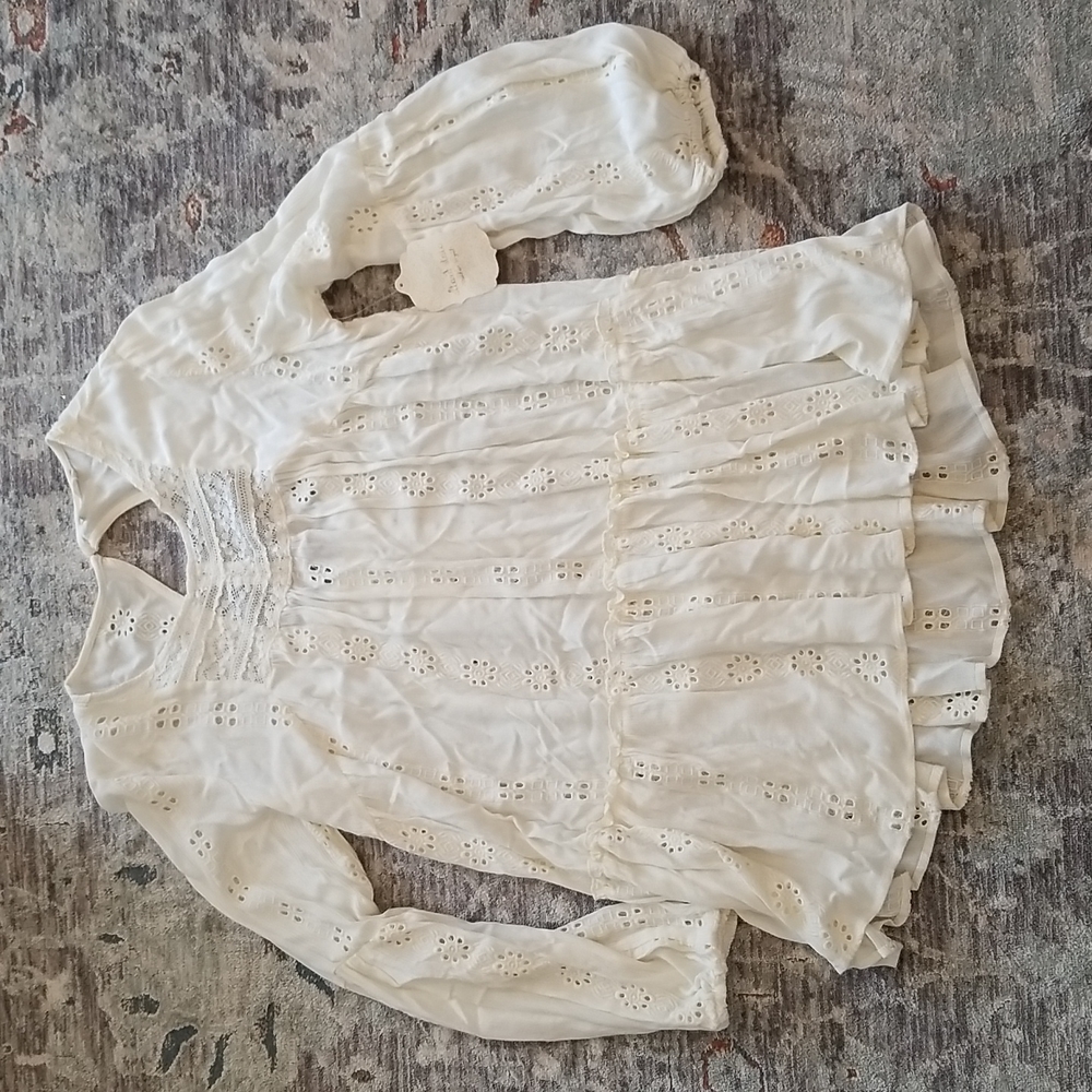 Altar'd State bohemian tunic blouse ivory size Small